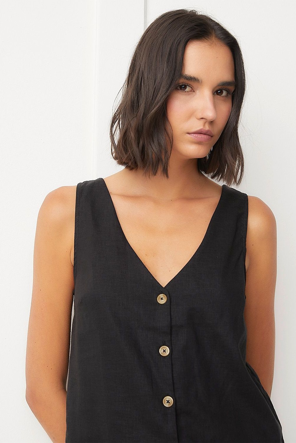 BASEMENT - Blusa Basement Mujer Sin Mangas Tencel y Viscosa