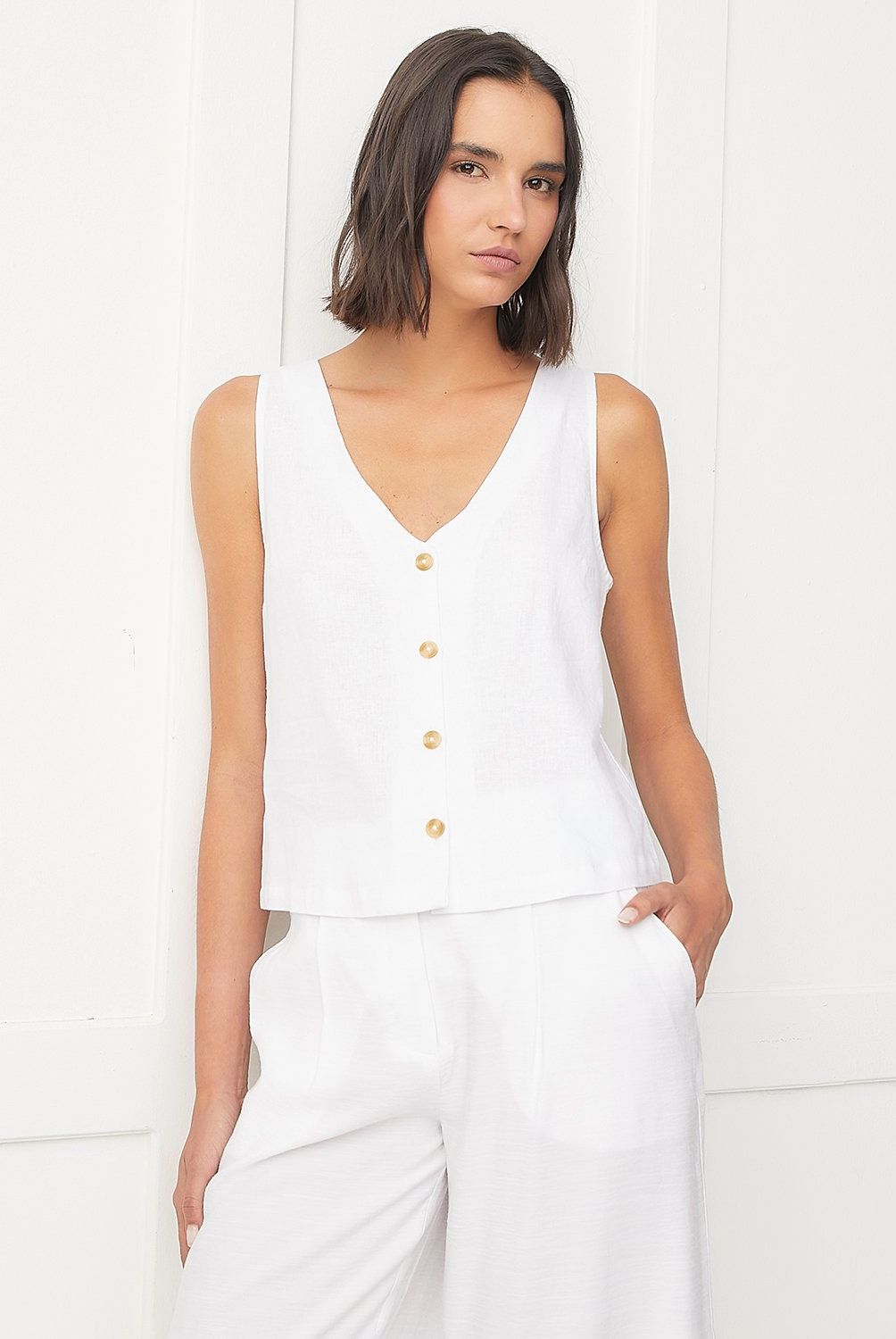 BASEMENT - Blusa Basement Mujer Sin Mangas Tencel y Viscosa