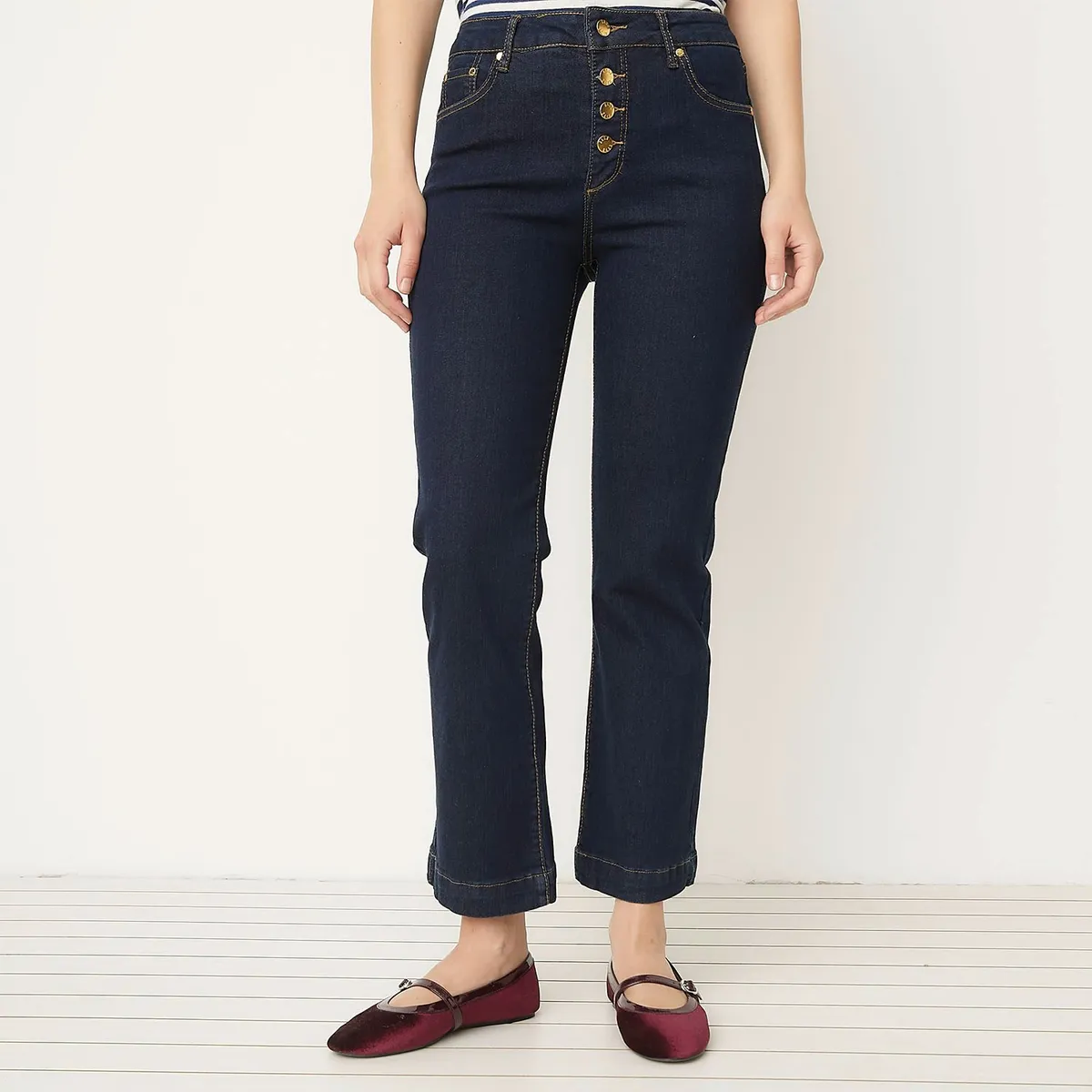 ELLE - Jeans Flare Tiro Medio Mujer Elle