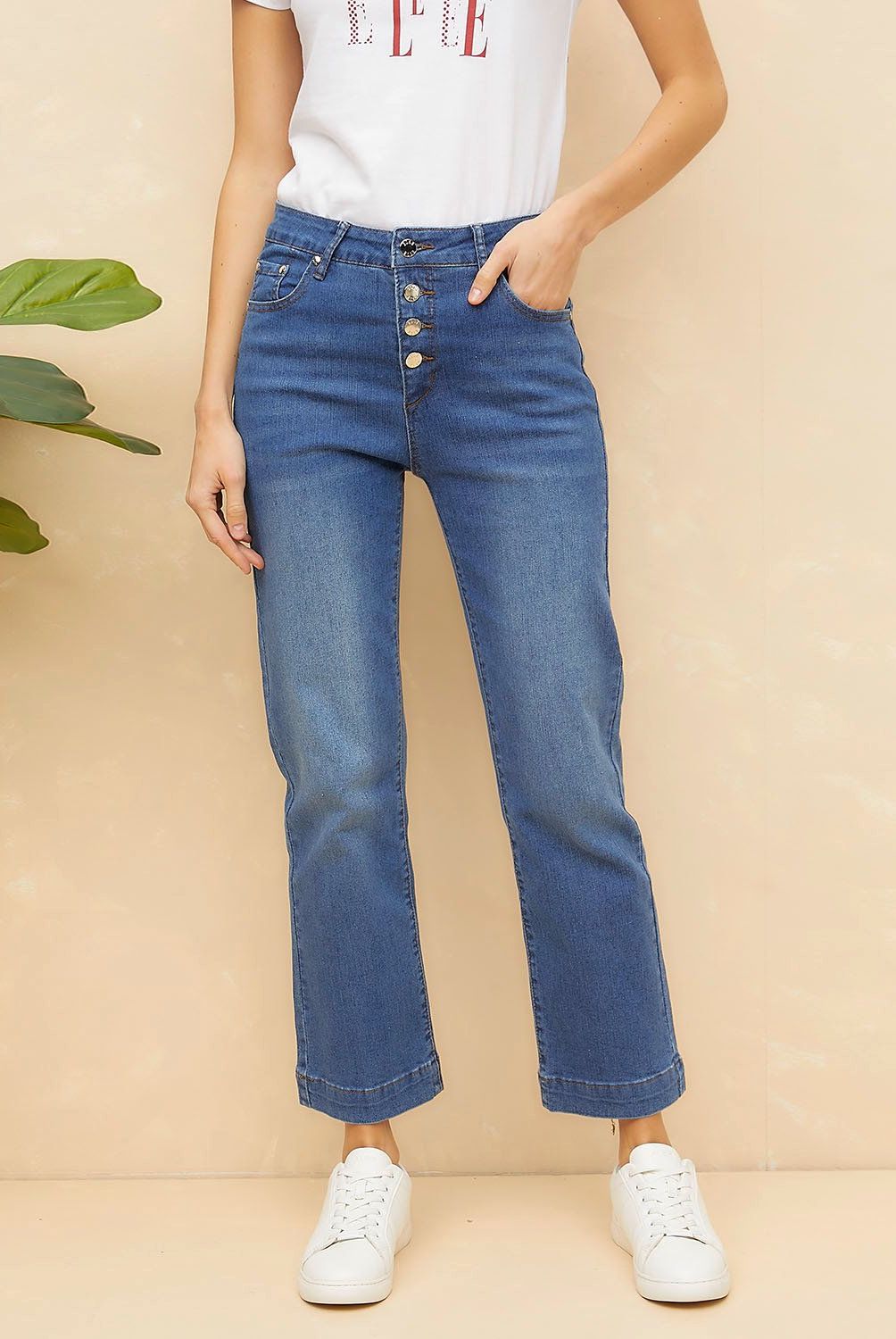 ELLE - Jeans Flare Tiro Medio Mujer Elle