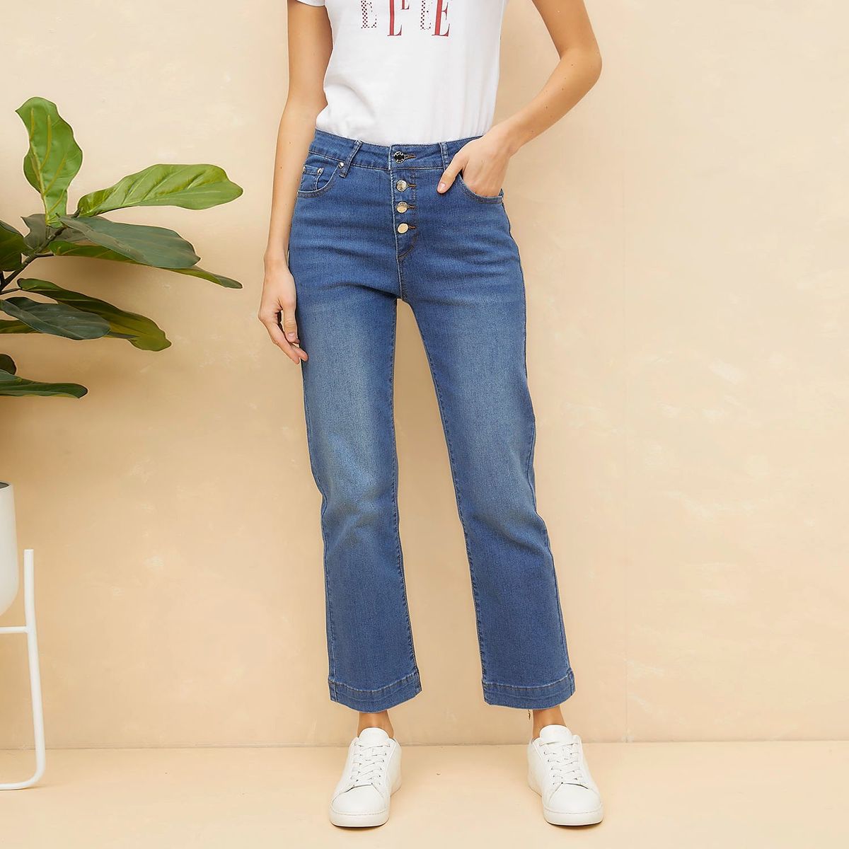 ELLE - Jeans Flare Tiro Medio Mujer Elle