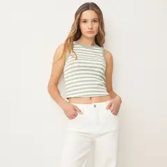 SYBILLA - Polera Sin Mangas Algodón Mujer Estilo Casual