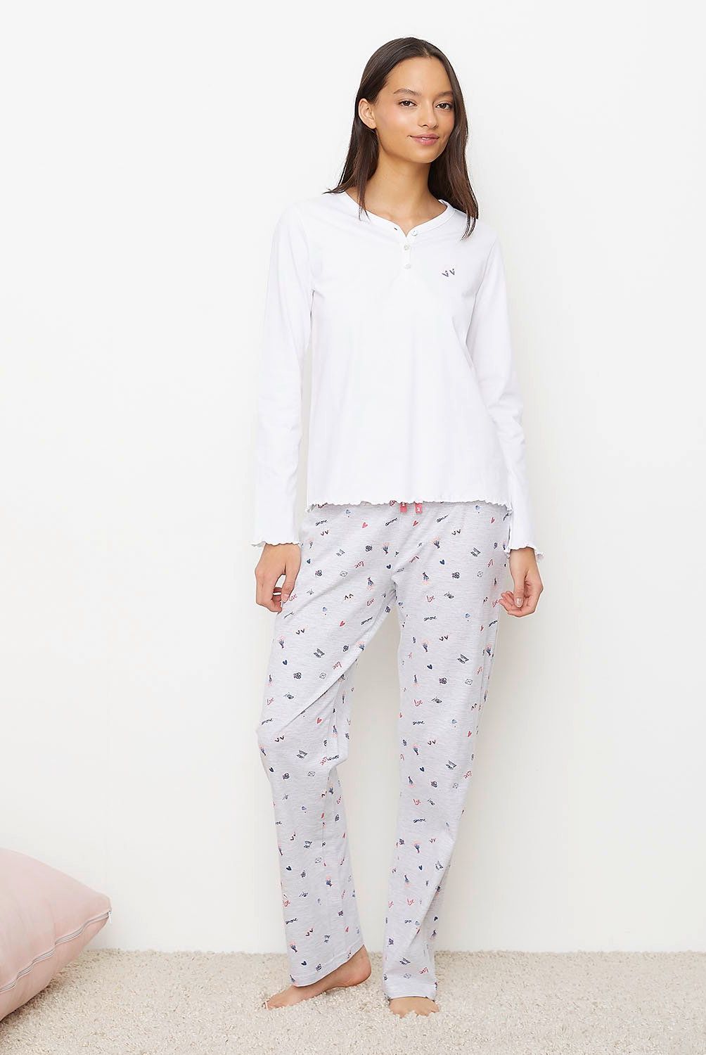 SYBILLA - Pijama Sybilla Mujer Algodón Manga Larga Maxi