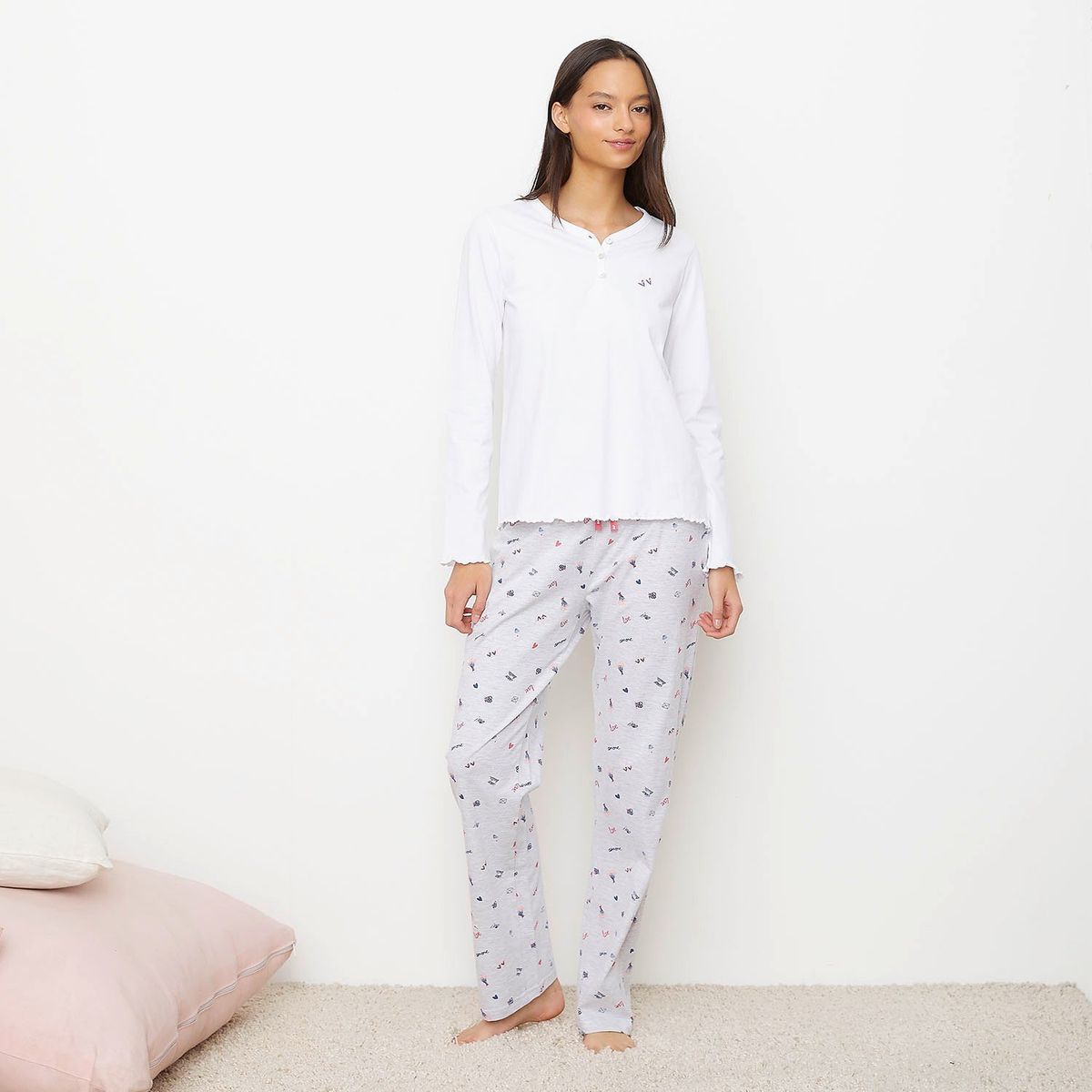 SYBILLA - Pijama Sybilla Mujer Algodón Manga Larga Maxi