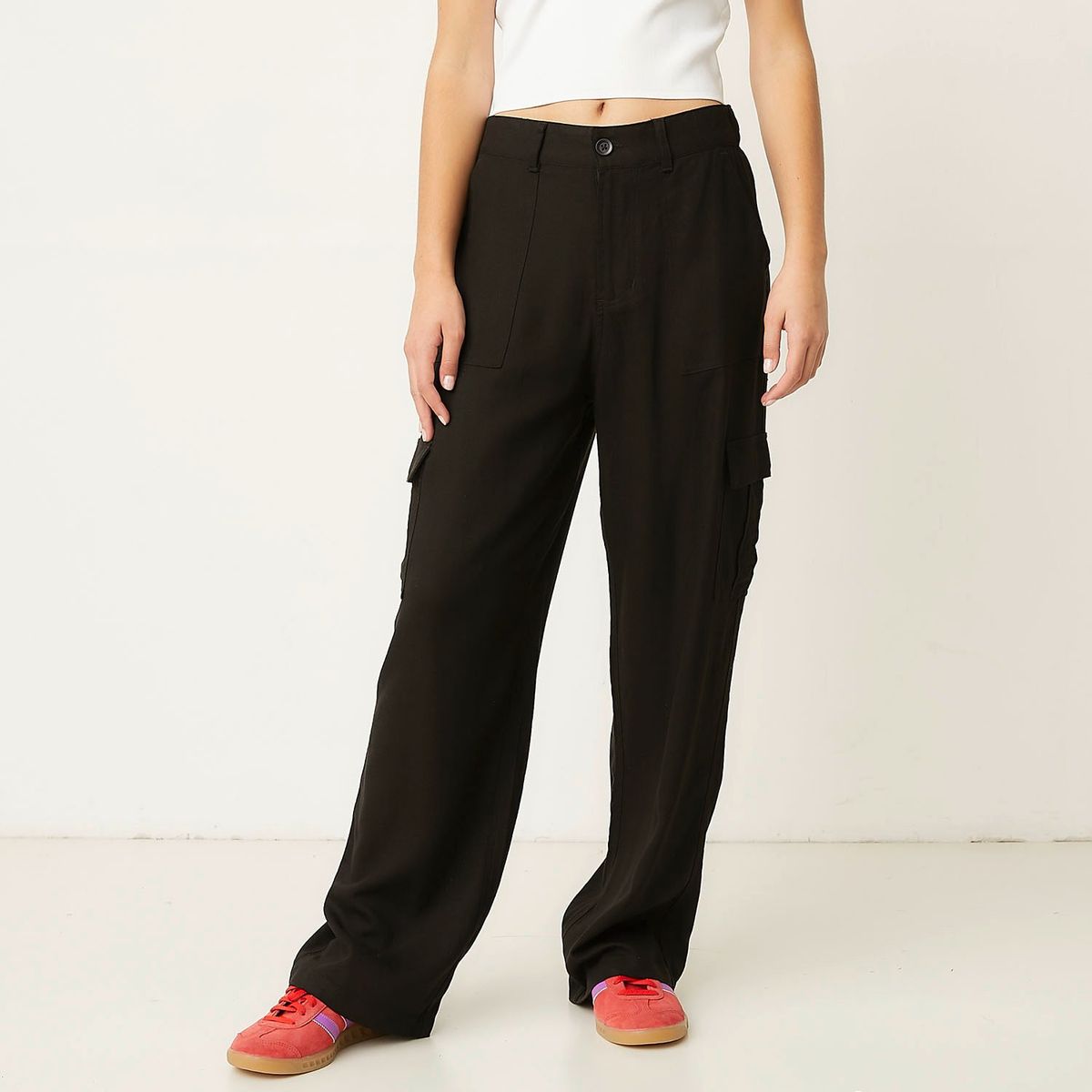 SYBILLA - Pantalón Cargo Wide Leg Tiro Alto Mujer Sybilla