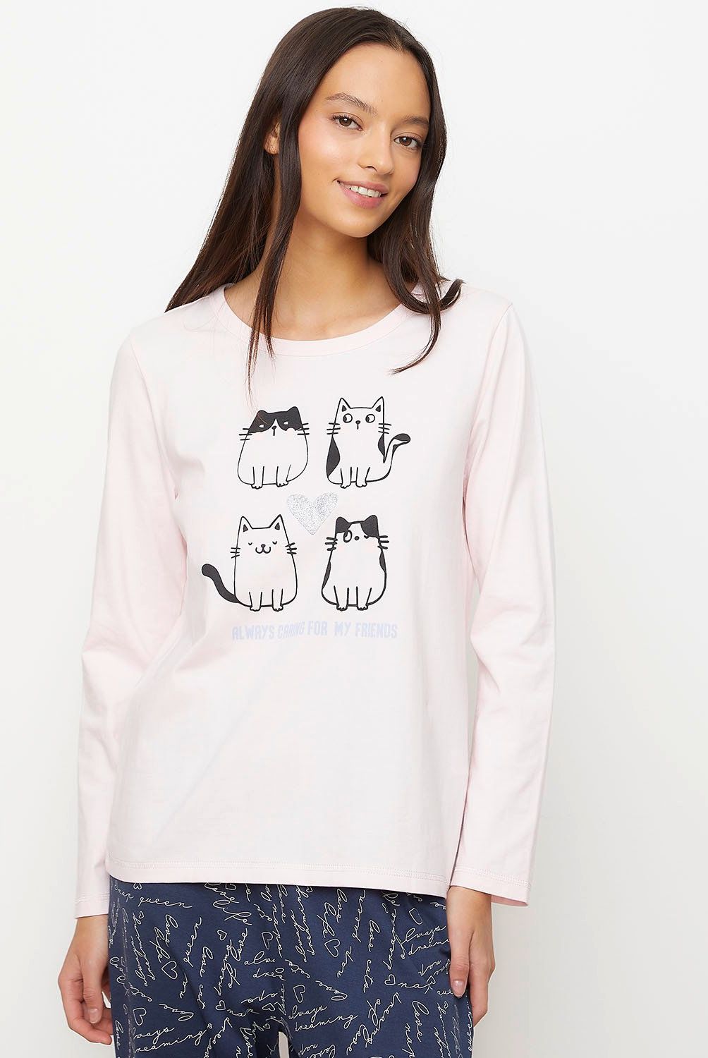 SYBILLA - Polera Pijama Mujer Sybilla Manga Larga Algodón