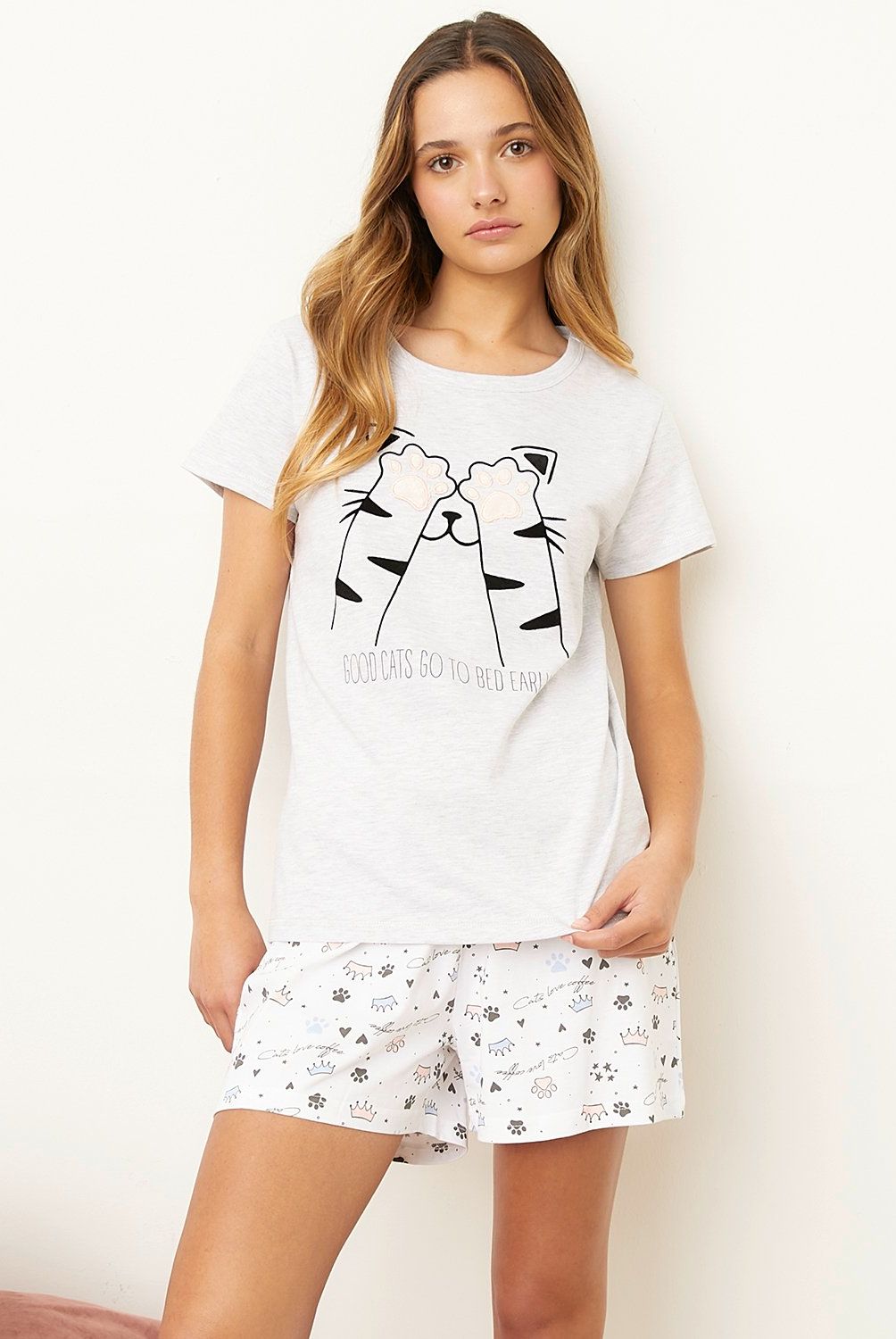 SYBILLA - Polera Pijama Sybilla Manga Corta Algodón Mujer