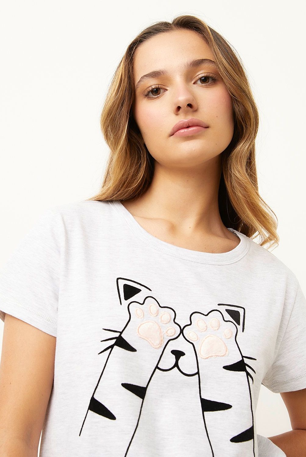 SYBILLA - Polera Pijama Sybilla Manga Corta Algodón Mujer
