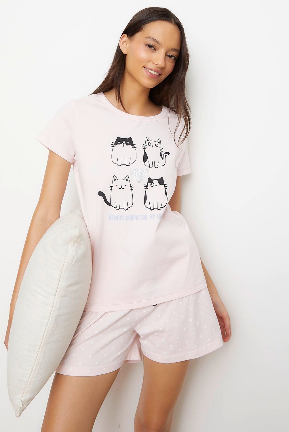 SYBILLA - Polera Pijama Mujer Sybilla Algodón Manga Corta