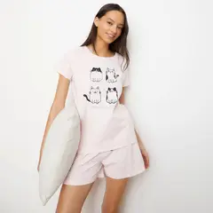SYBILLA - Polera Pijama Manga Corta 100% Algodón
