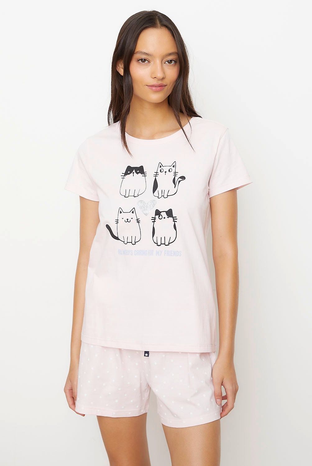 SYBILLA - Polera Pijama Mujer Sybilla Algodón Manga Corta