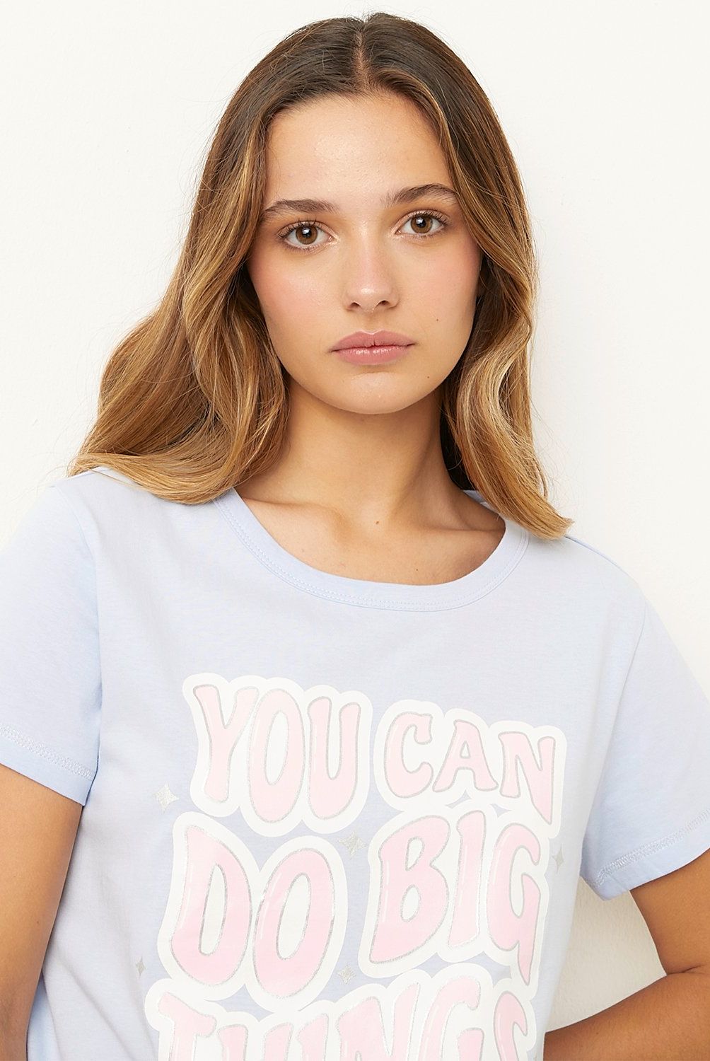 SYBILLA - Polera Pijama Sybilla Manga Corta Mujer 100% Algodón Estampada