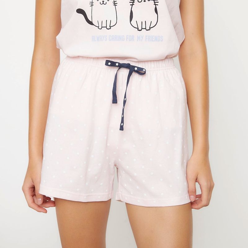 SYBILLA - Short de Pijama Sybilla Algodón Mujer Diseño Puntos