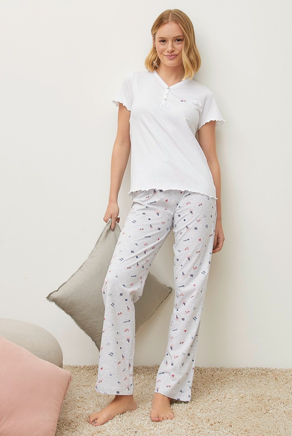 SYBILLA - Pijama Sybilla Mujer Algodón Estampado Corazones