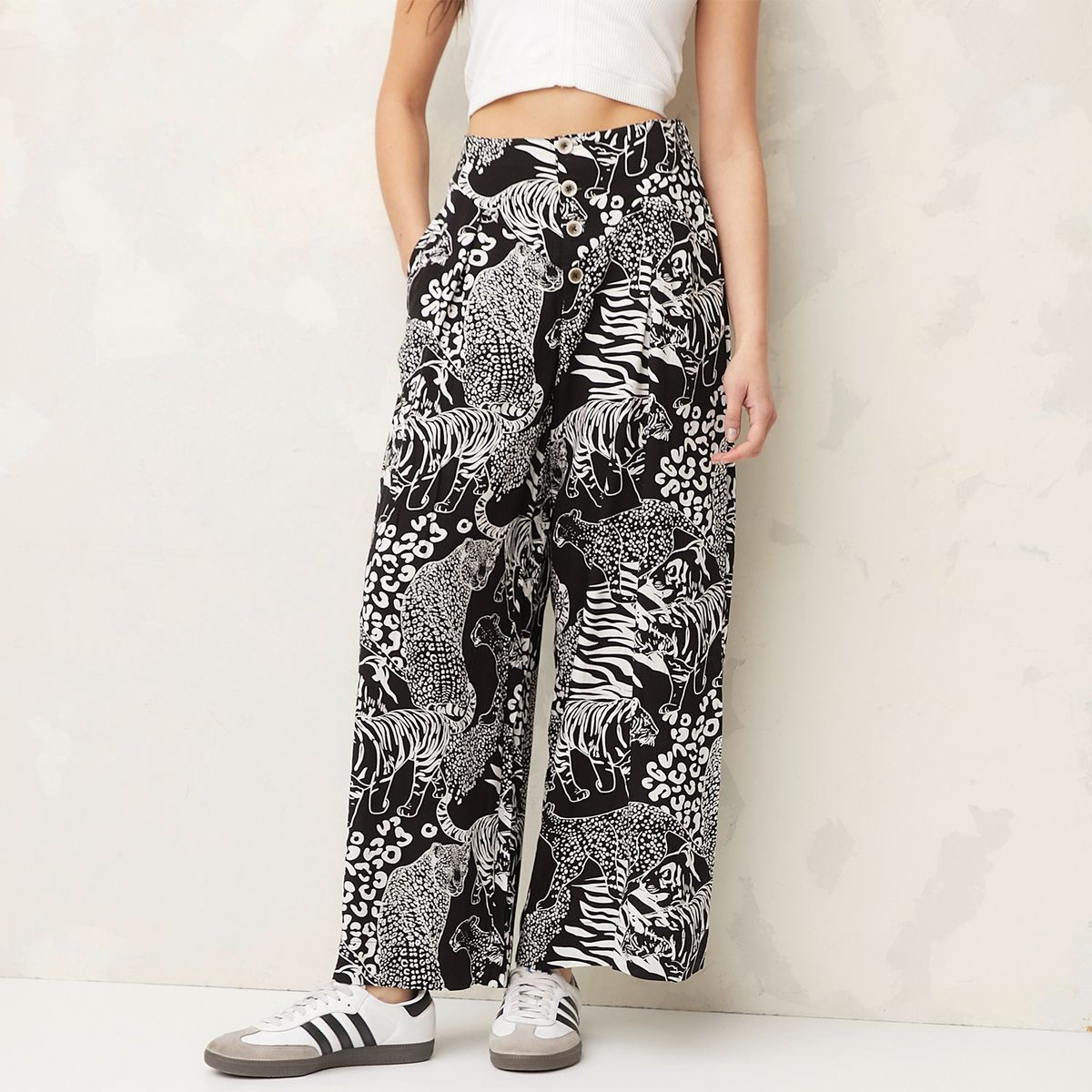 AMERICANINO - Pantalón Americanino Wide Leg Tiro Alto con Diseño