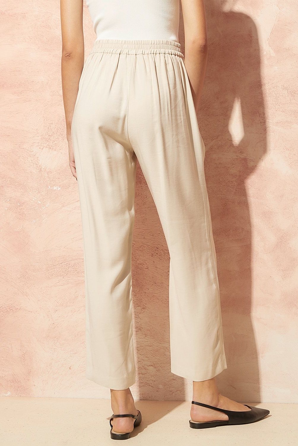 BASEMENT - Pantalones Mujer Basement Viscosa Straight Tiro Alto