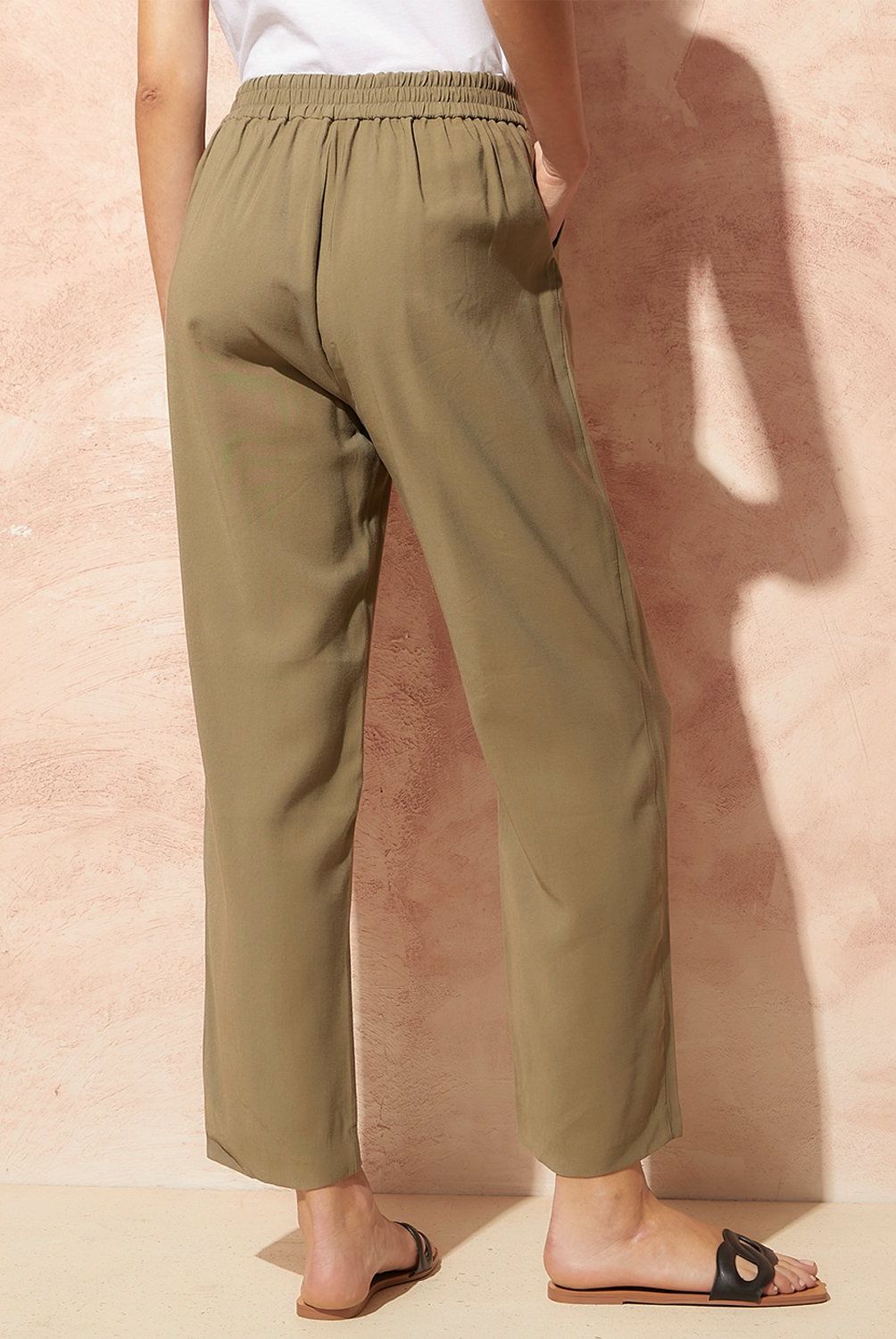 BASEMENT - Pantalones Mujer Basement Viscosa Straight Tiro Alto
