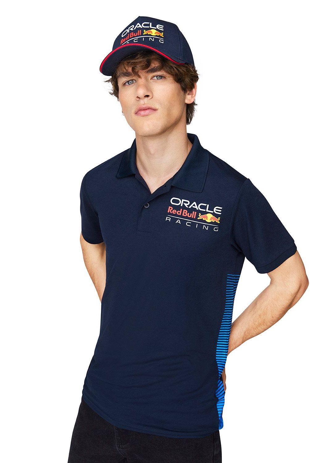 RED BULL - Polera Manga Corta Dryfit Cuello Polo Racing F1 Hombre Red Bull