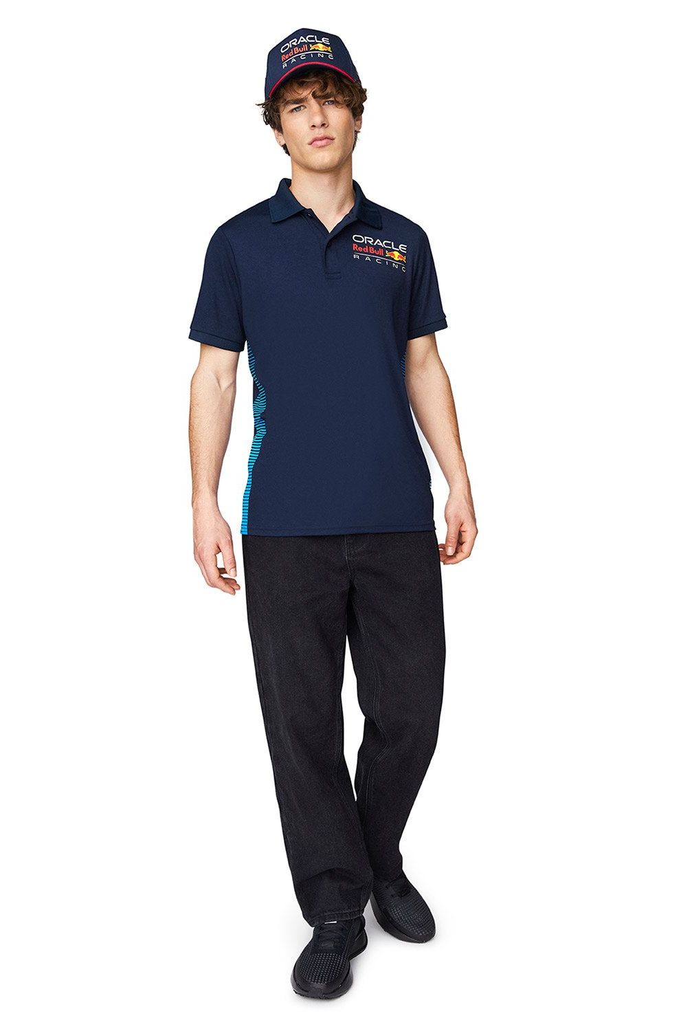 RED BULL - Polera Manga Corta Dryfit Cuello Polo Racing F1 Hombre Red Bull