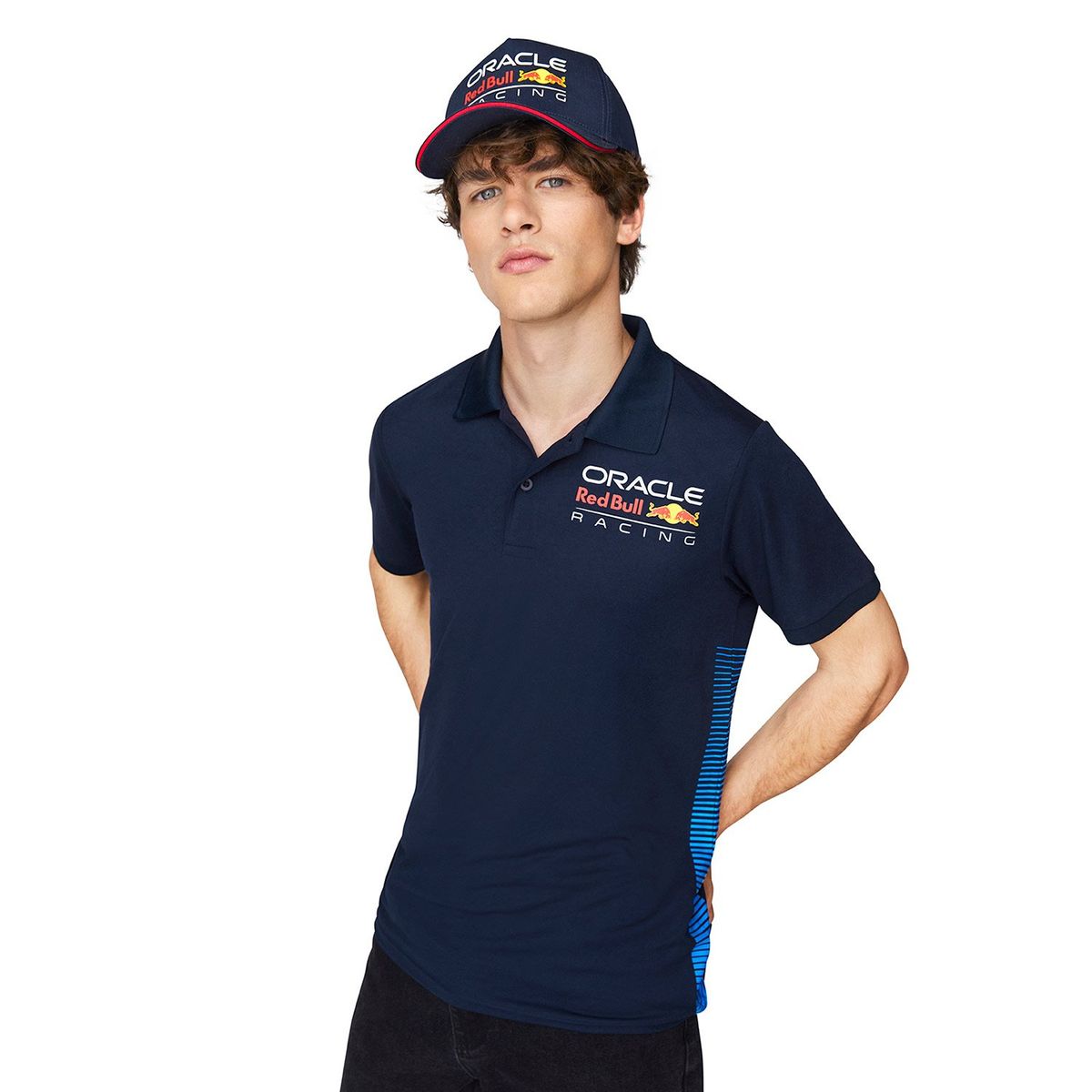 RED BULL - Polera Manga Corta Dryfit Cuello Polo Racing F1 Hombre Red Bull