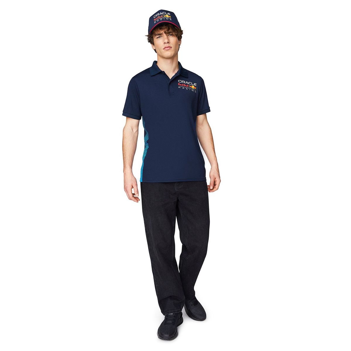 RED BULL - Polera Manga Corta Dryfit Cuello Polo Racing F1 Hombre Red Bull