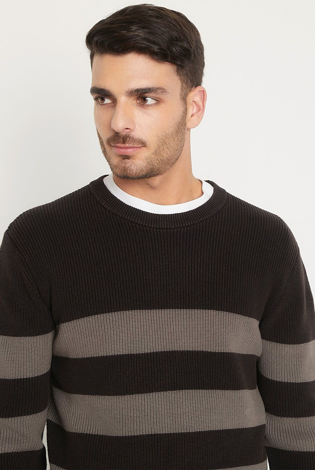 BASEMENT - Sweater Basement Crew Neck Algodón Rayas Hombre