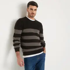 BASEMENT - Sweater Crew Neck Algodón Rayas Hombre