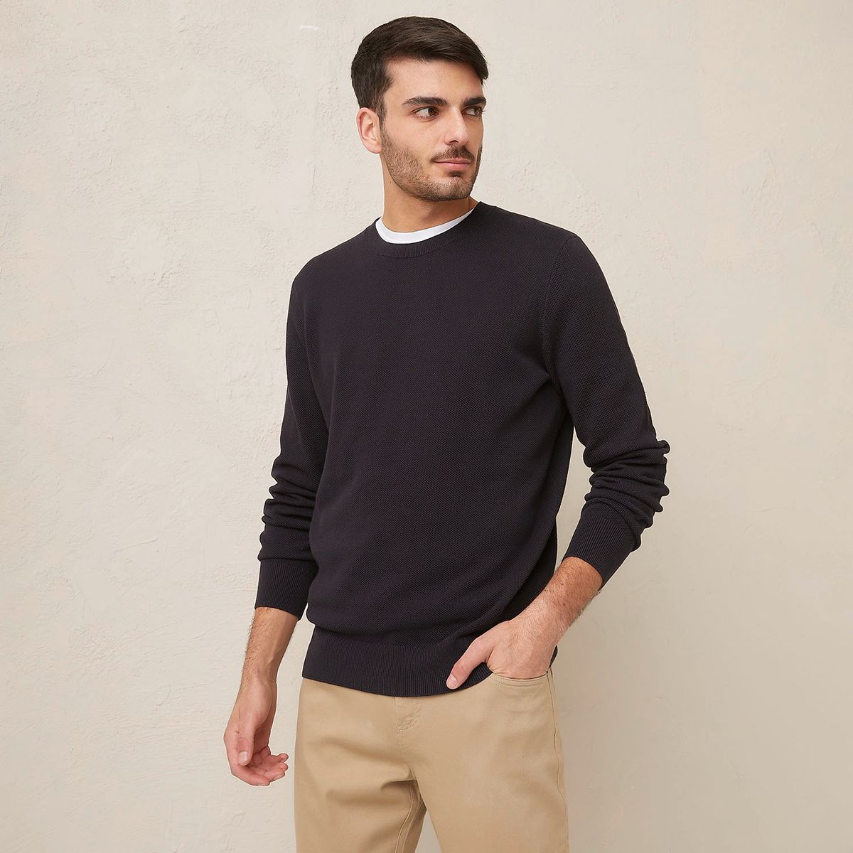 BASEMENT - Sweater Basement Waffle Algodón Hombre Regular Fit