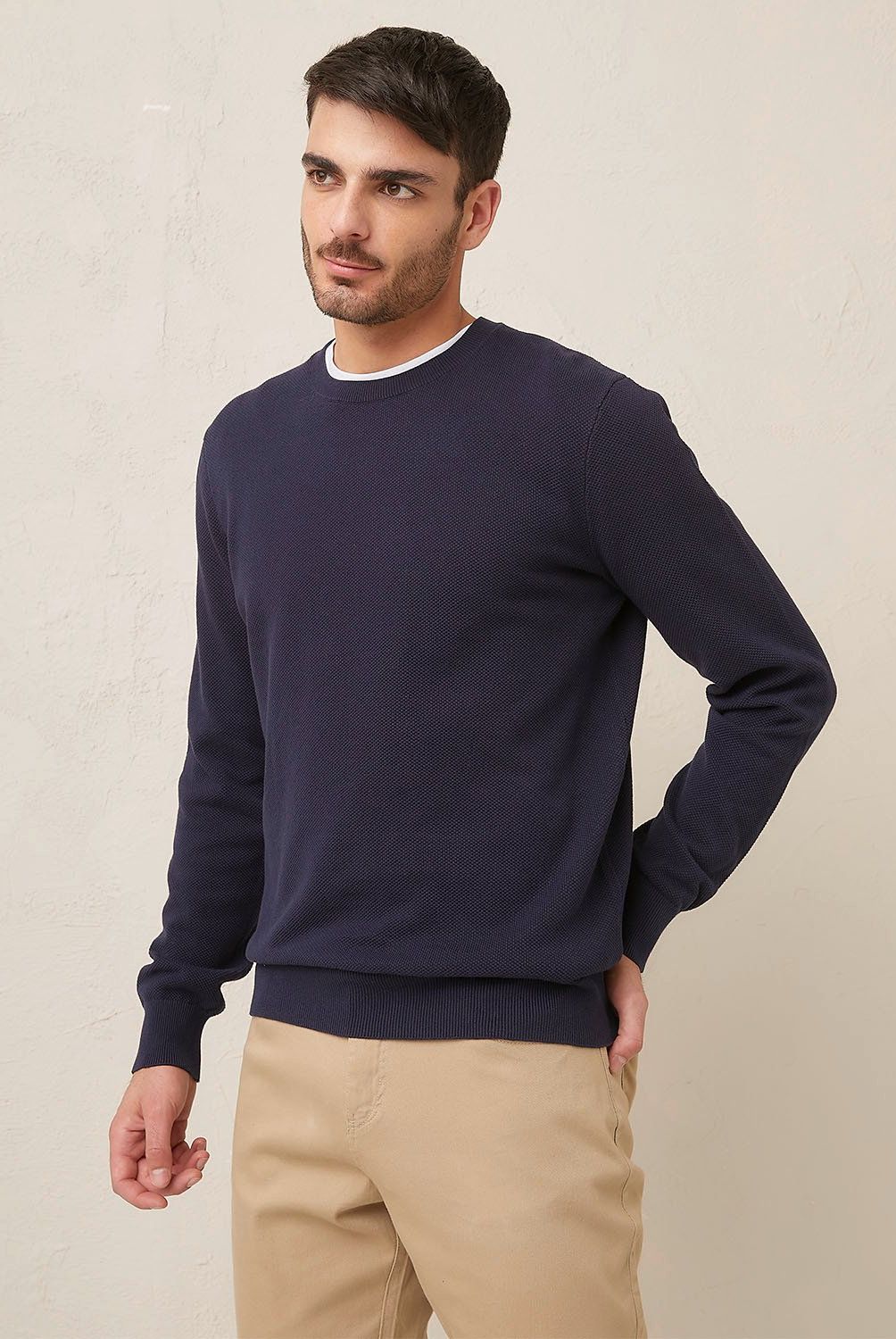 BASEMENT - Sweater Basement Waffle Algodón Hombre Regular Fit