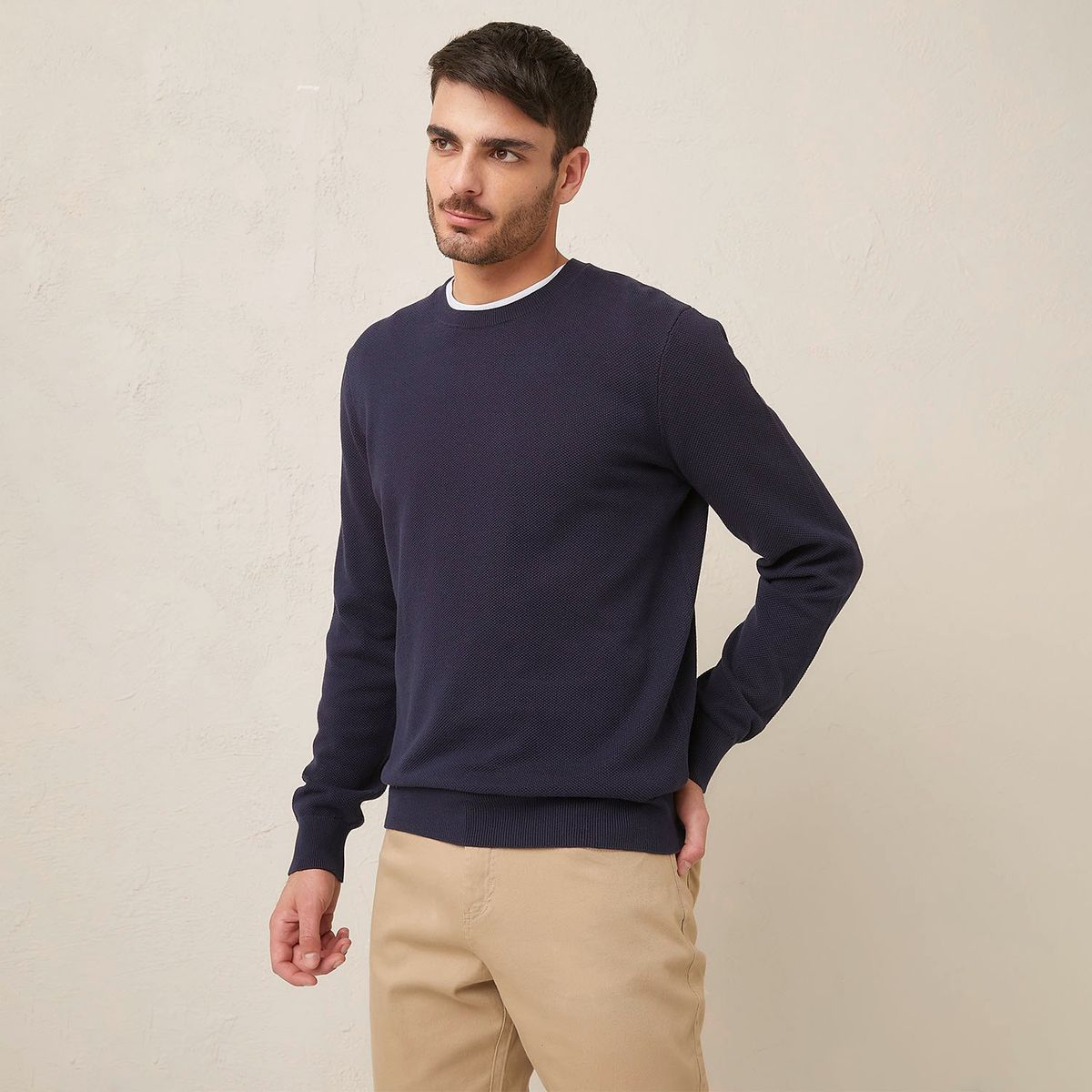 BASEMENT - Sweater Basement Waffle Algodón Hombre Regular Fit