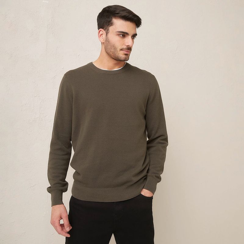 BASEMENT - Sweater Basement Waffle Algodón Hombre Regular Fit