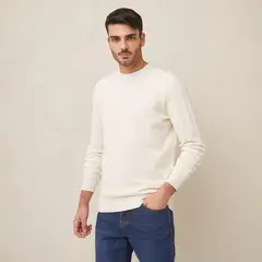 BASEMENT - Sweater Sport Waffle Algodón Hombre