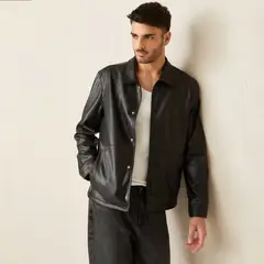 BASEMENT - Chaqueta Urbana Cierre Broche Hombre Negra