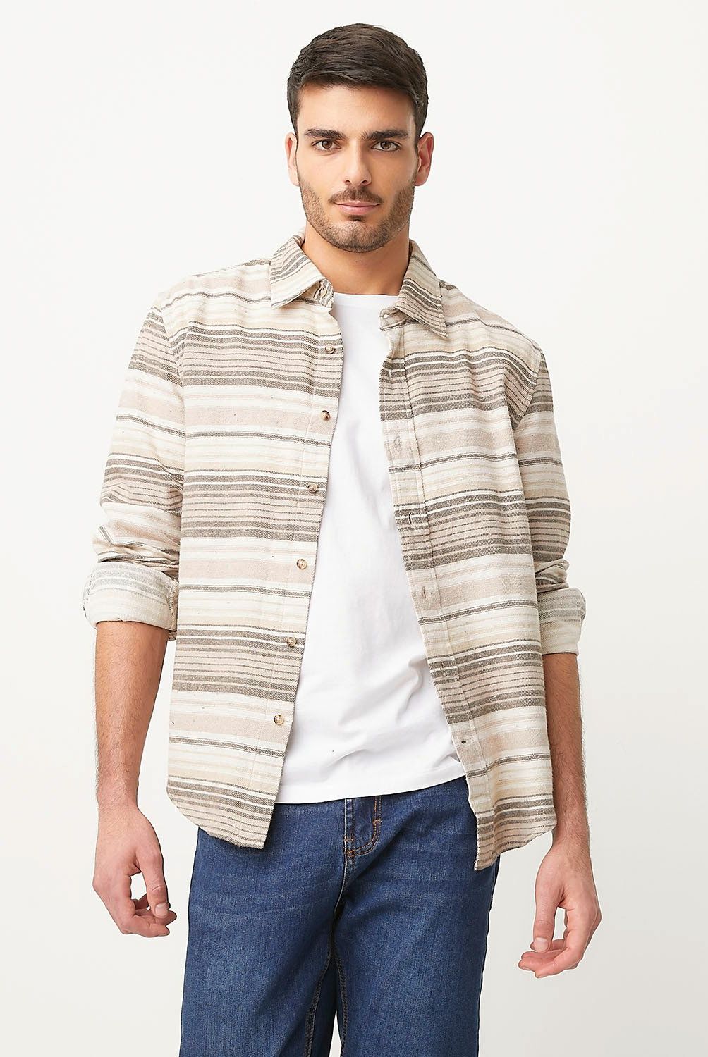 BASEMENT - Chaqueta Basement Manga Larga Algodón Rayas Hombre