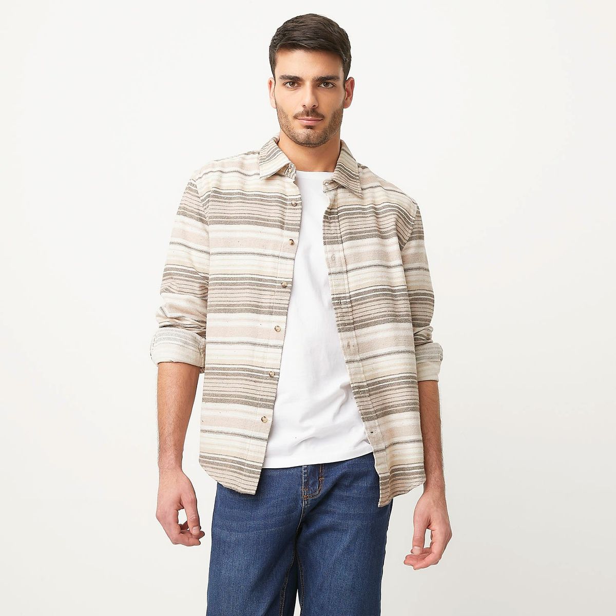 BASEMENT - Chaqueta Basement Manga Larga Algodón Rayas Hombre