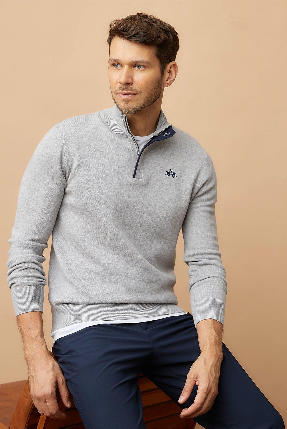 LA MARTINA - Sweater Mid Zipper Algodón Hombre La Martina