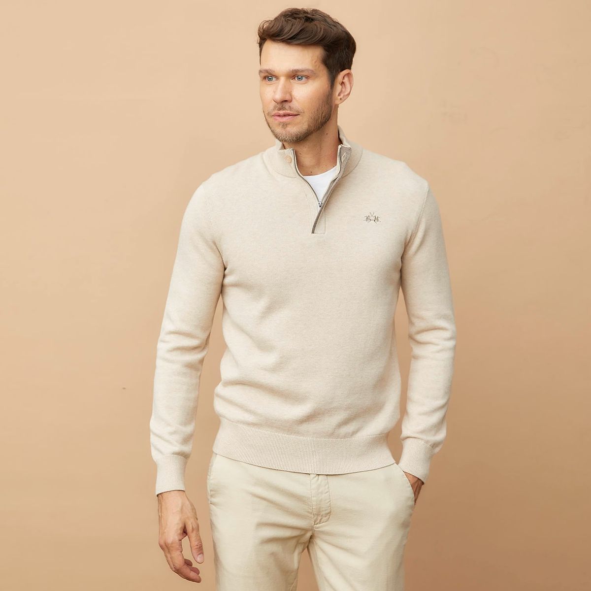 LA MARTINA - Sweater Mid Zipper Algodón Hombre La Martina