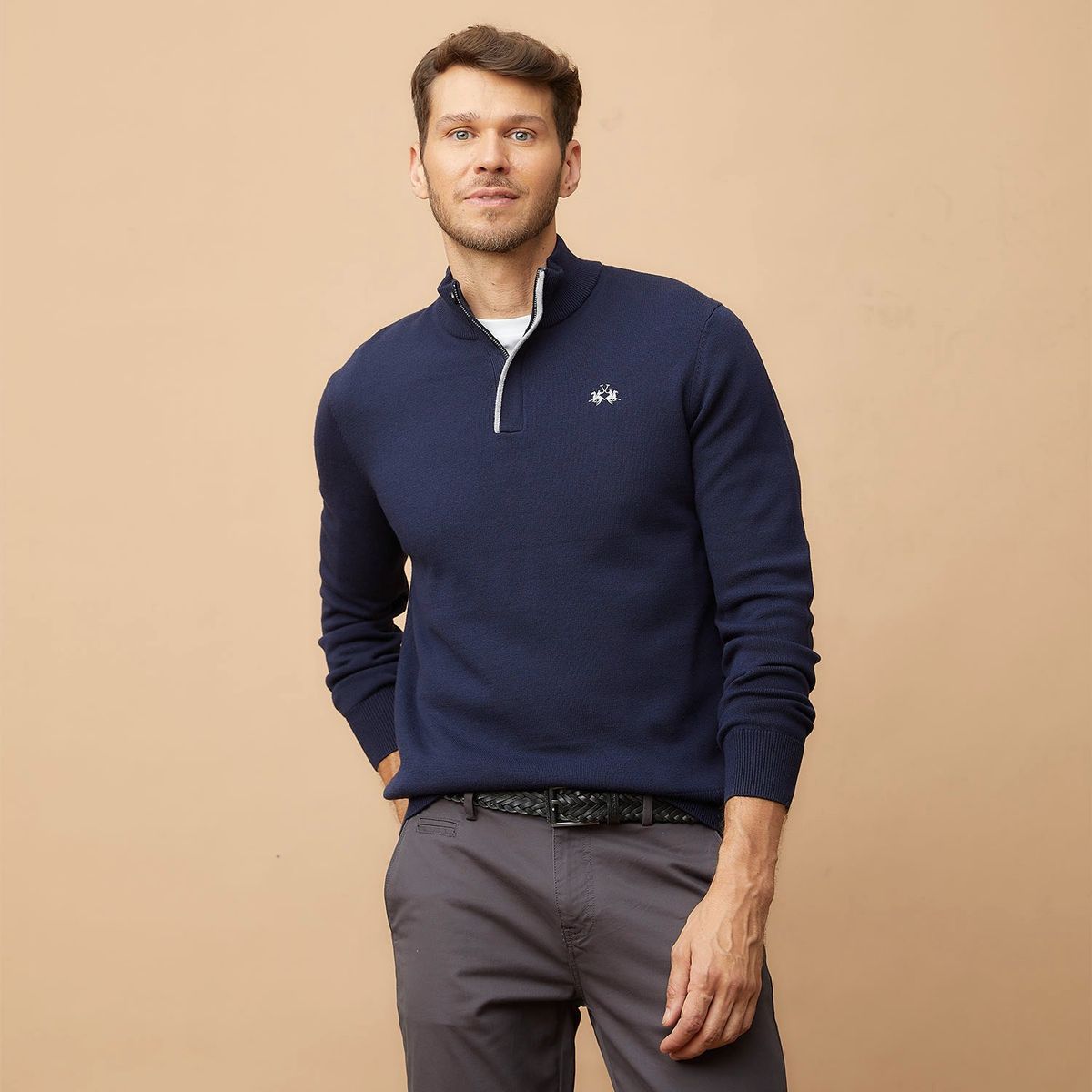 LA MARTINA - Sweater Mid Zipper Algodón Hombre La Martina
