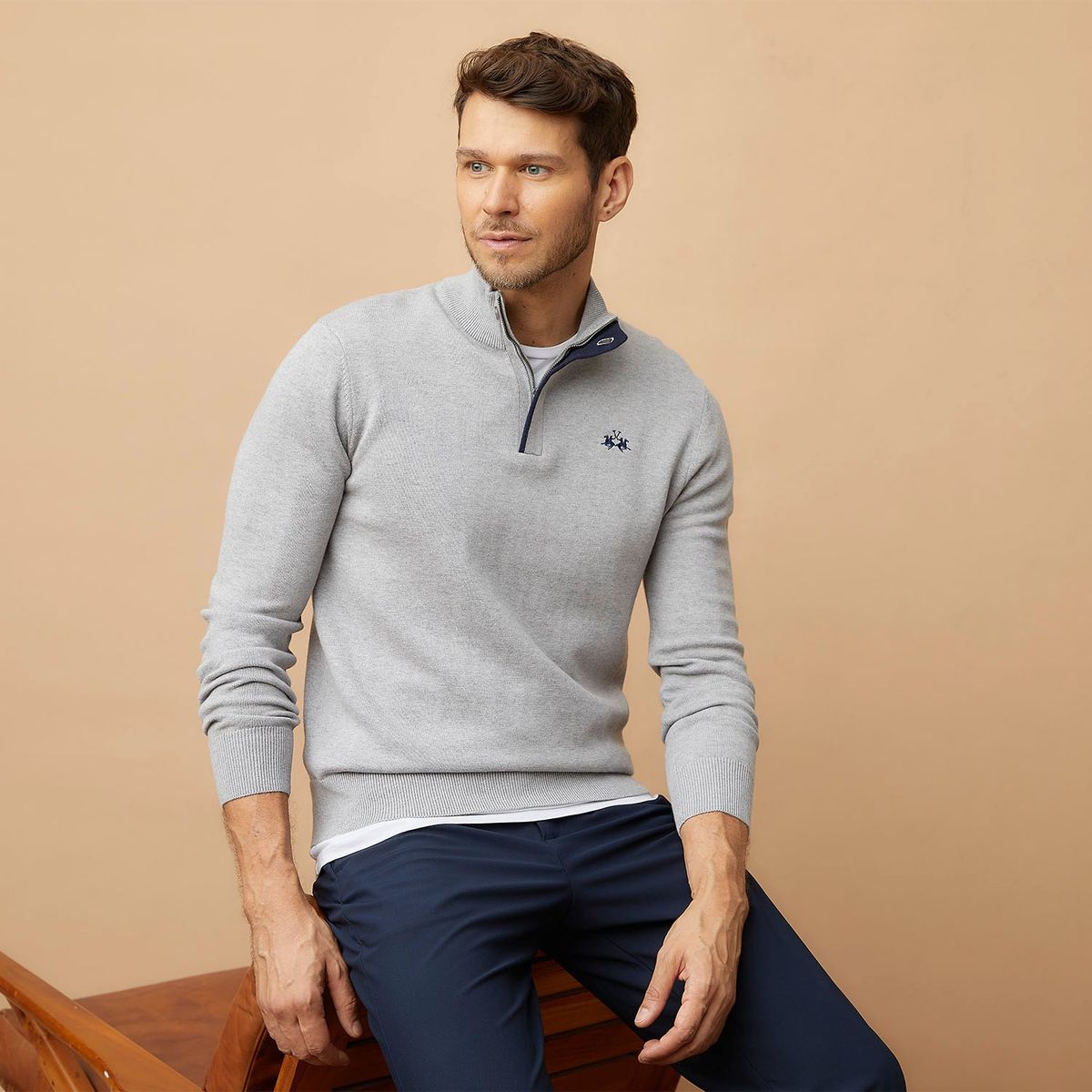 LA MARTINA - Sweater Mid Zipper Algodón Hombre La Martina
