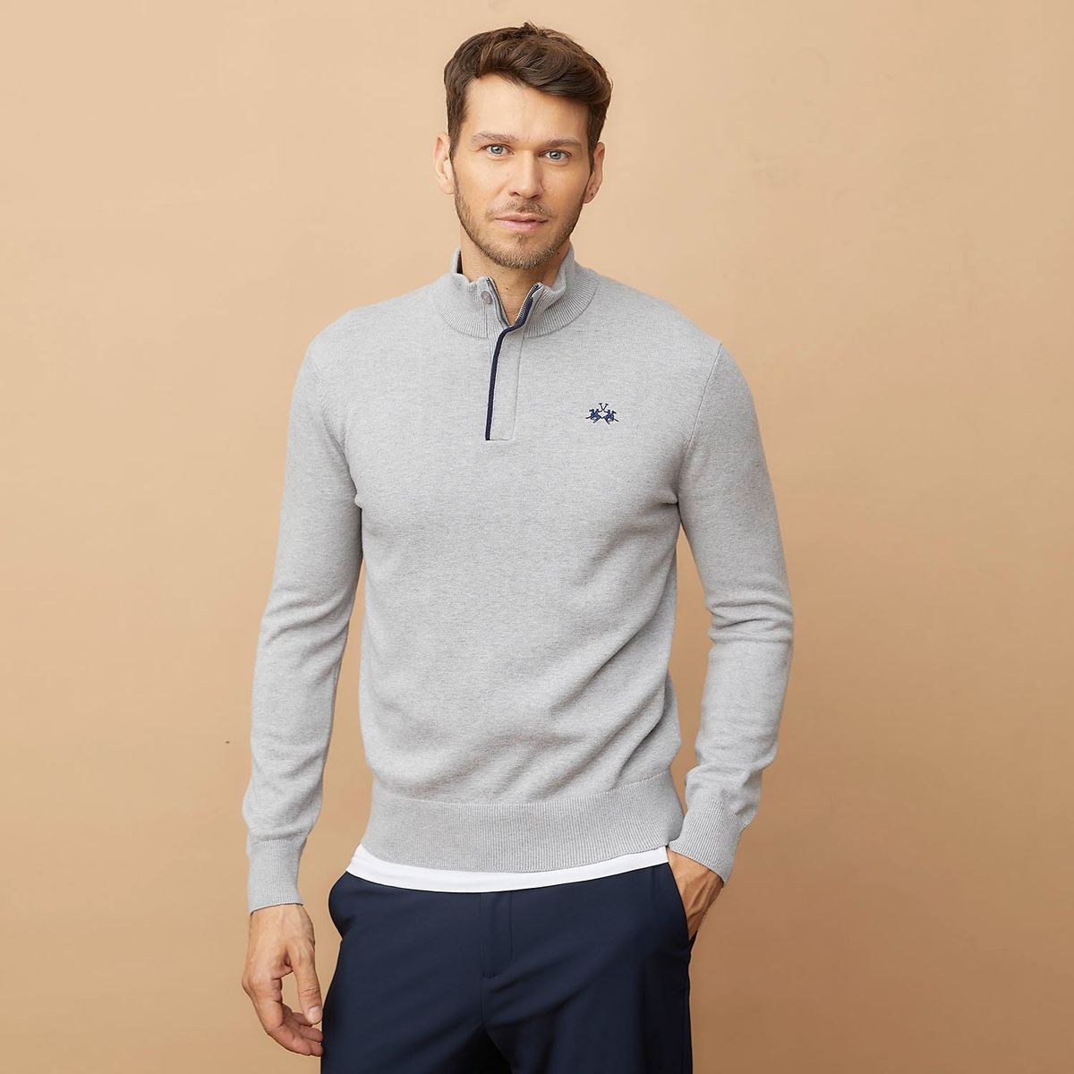LA MARTINA - Sweater Mid Zipper Algodón Hombre La Martina