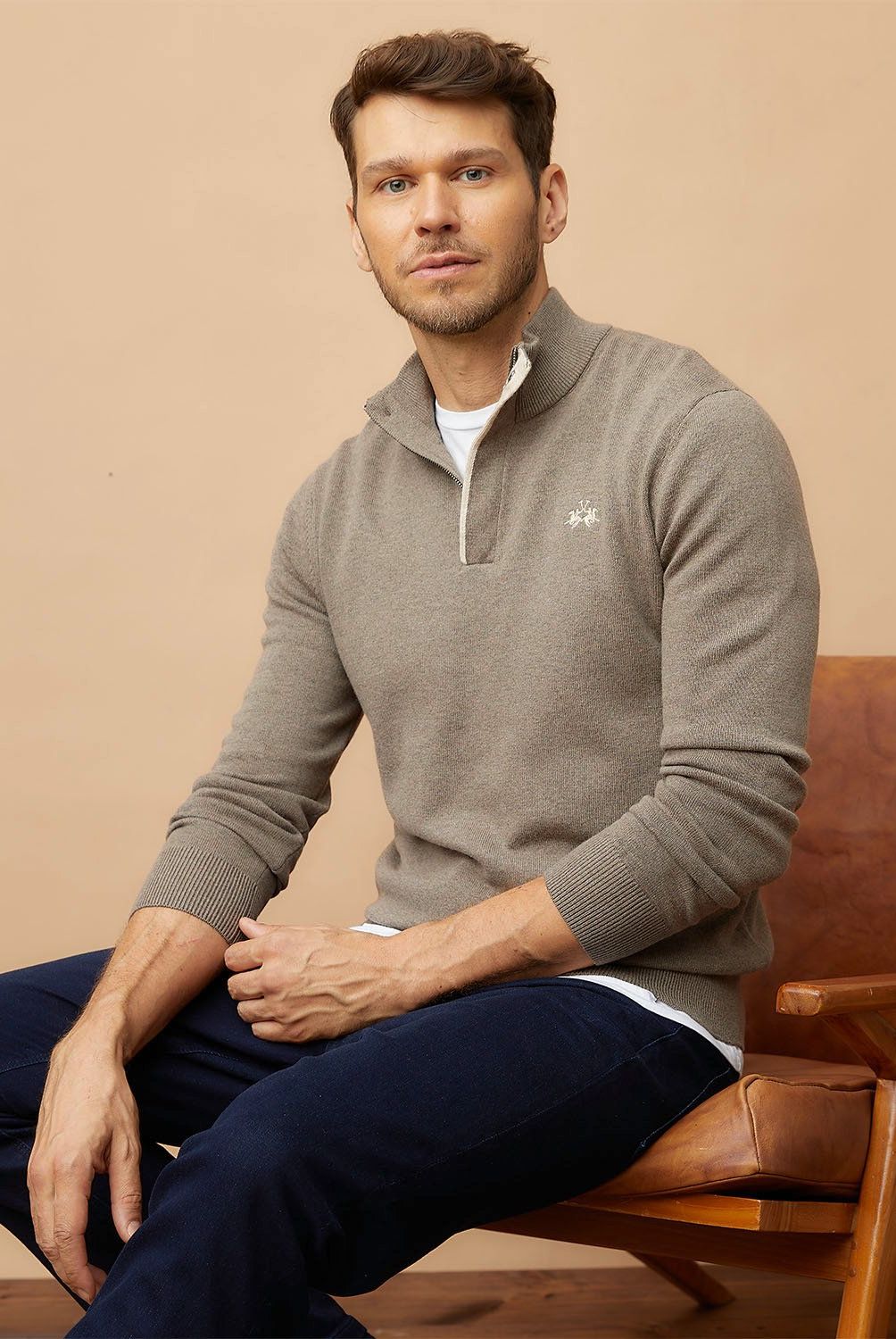 LA MARTINA - Sweater Mid Zipper Algodón Hombre La Martina