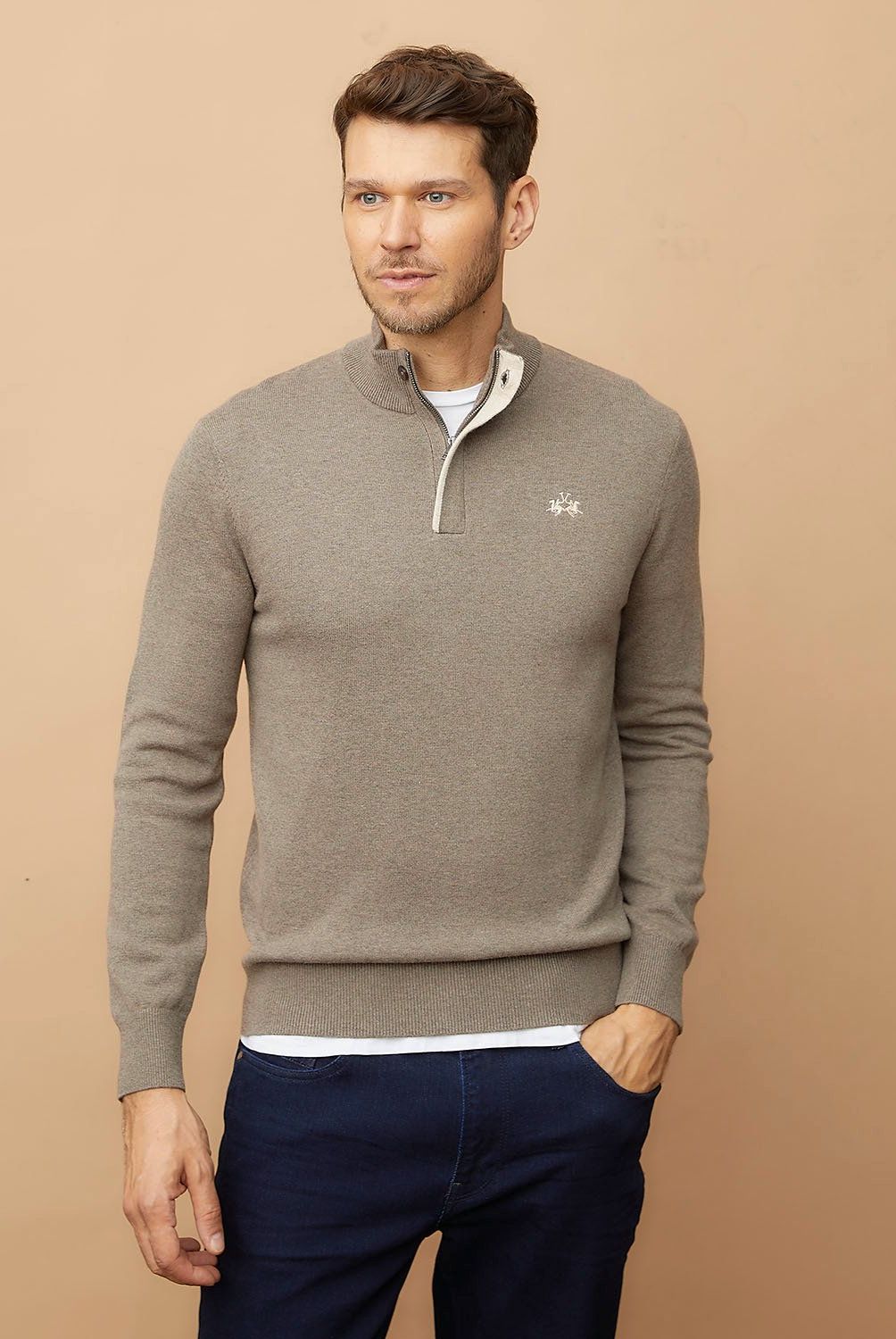 LA MARTINA - Sweater Mid Zipper Algodón Hombre La Martina