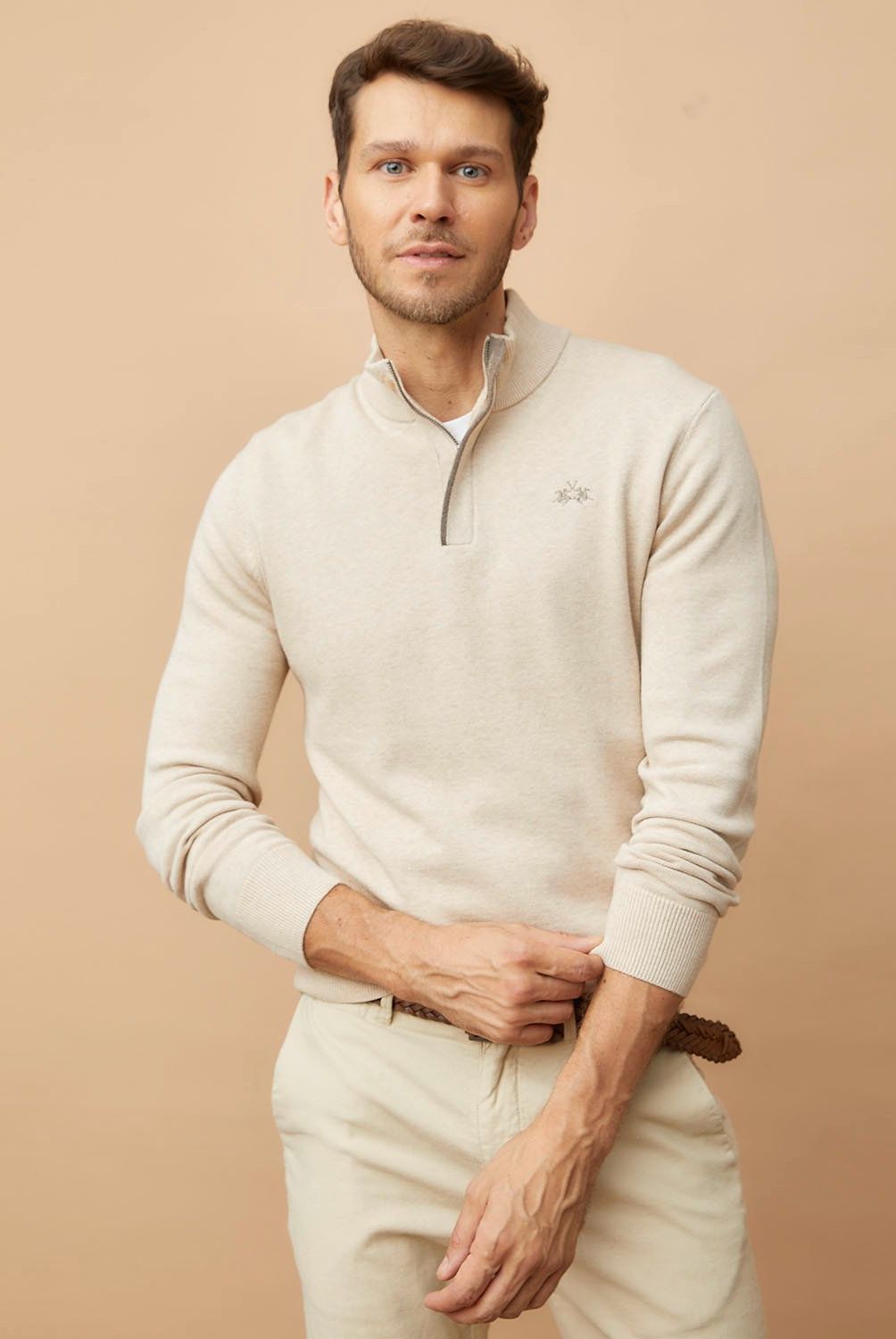 LA MARTINA - Sweater Mid Zipper Algodón Hombre La Martina
