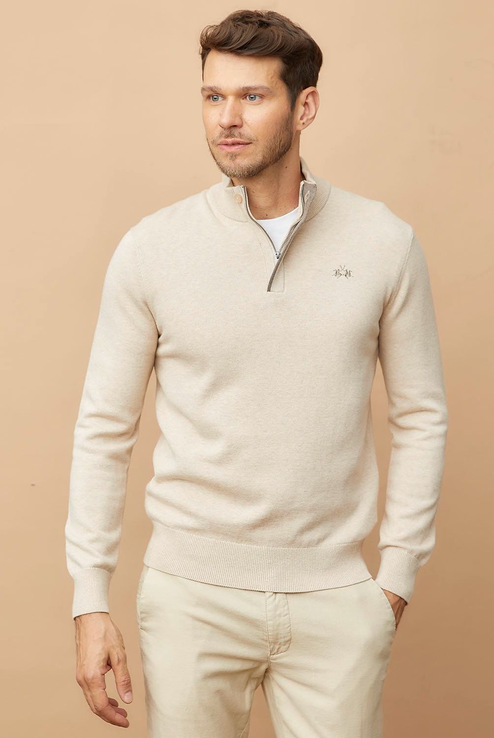 LA MARTINA - Sweater Mid Zipper Algodón Hombre La Martina