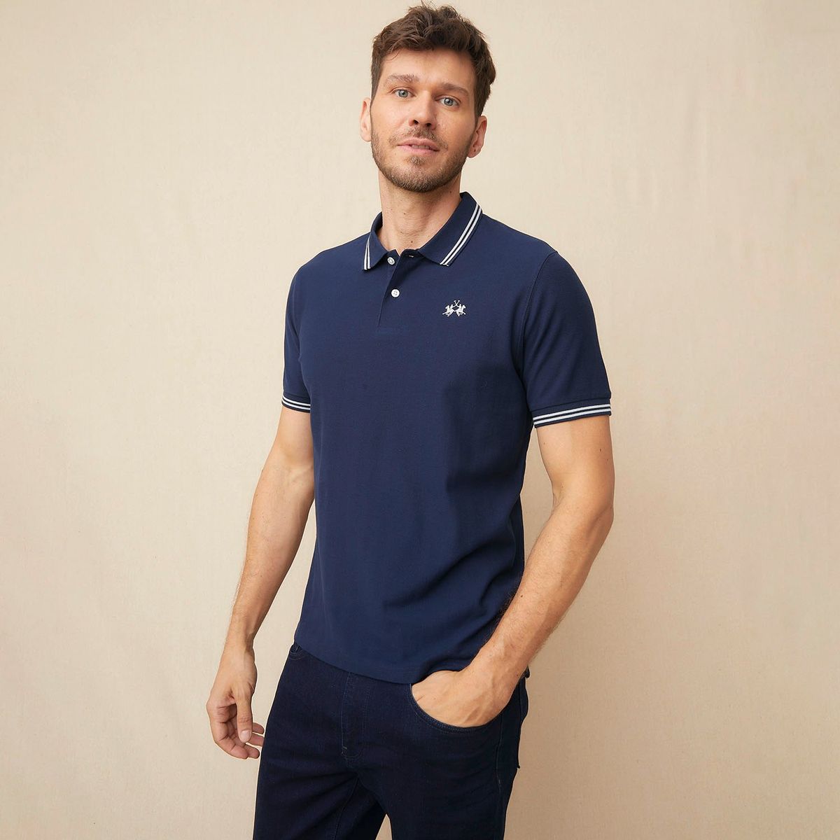 LA MARTINA - Polera Pique Manga Corta Regular Fit Hombre La Martina