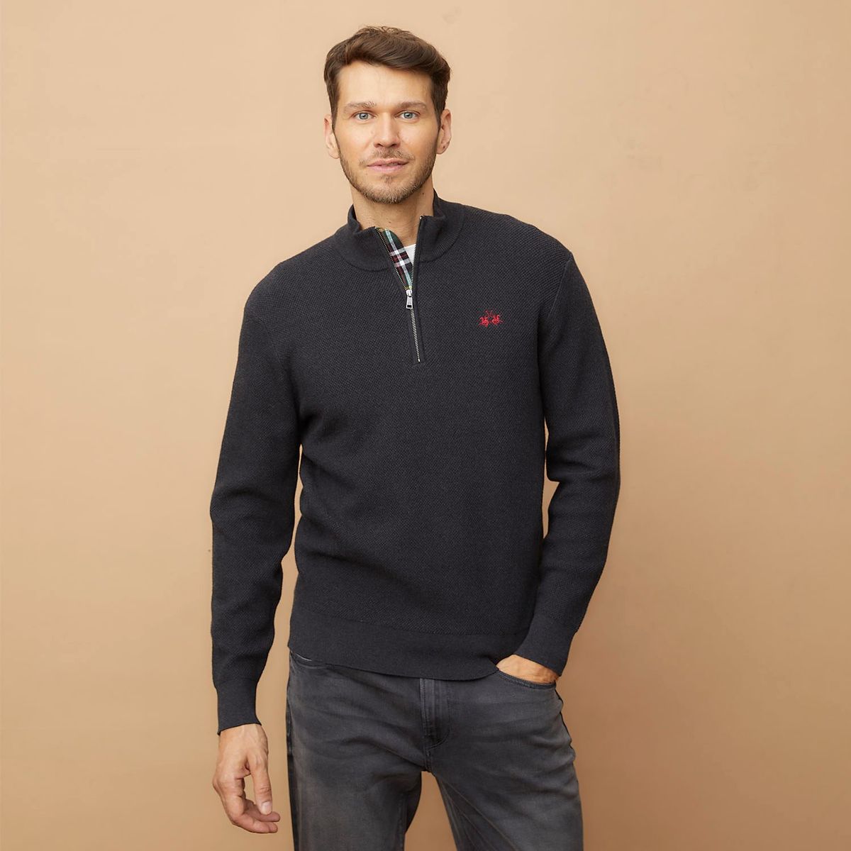 LA MARTINA - Sweater Mid Zipper Algodón Hombre La Martina