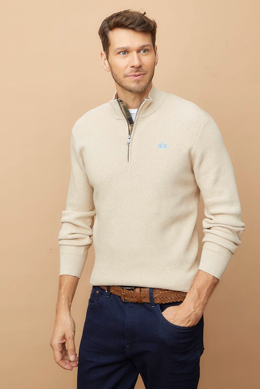 LA MARTINA - Sweater Mid Zipper Algodón Hombre La Martina
