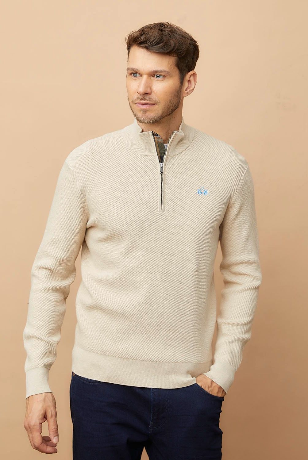 LA MARTINA - Sweater Mid Zipper Algodón Hombre La Martina