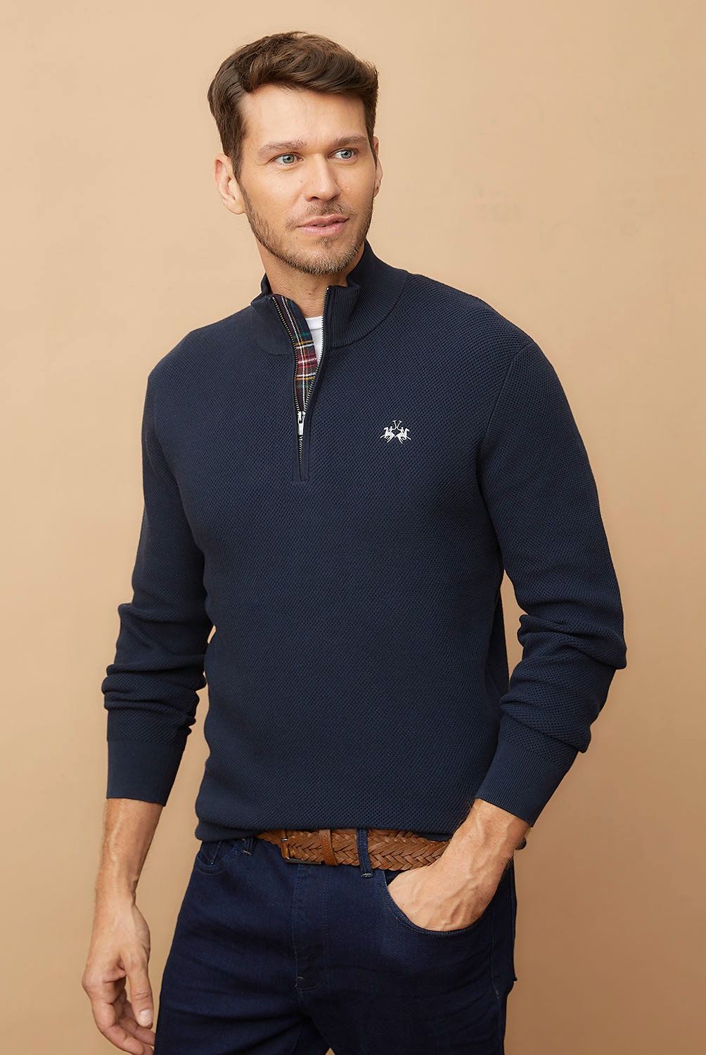 LA MARTINA - Sweater Mid Zipper Algodón Hombre La Martina
