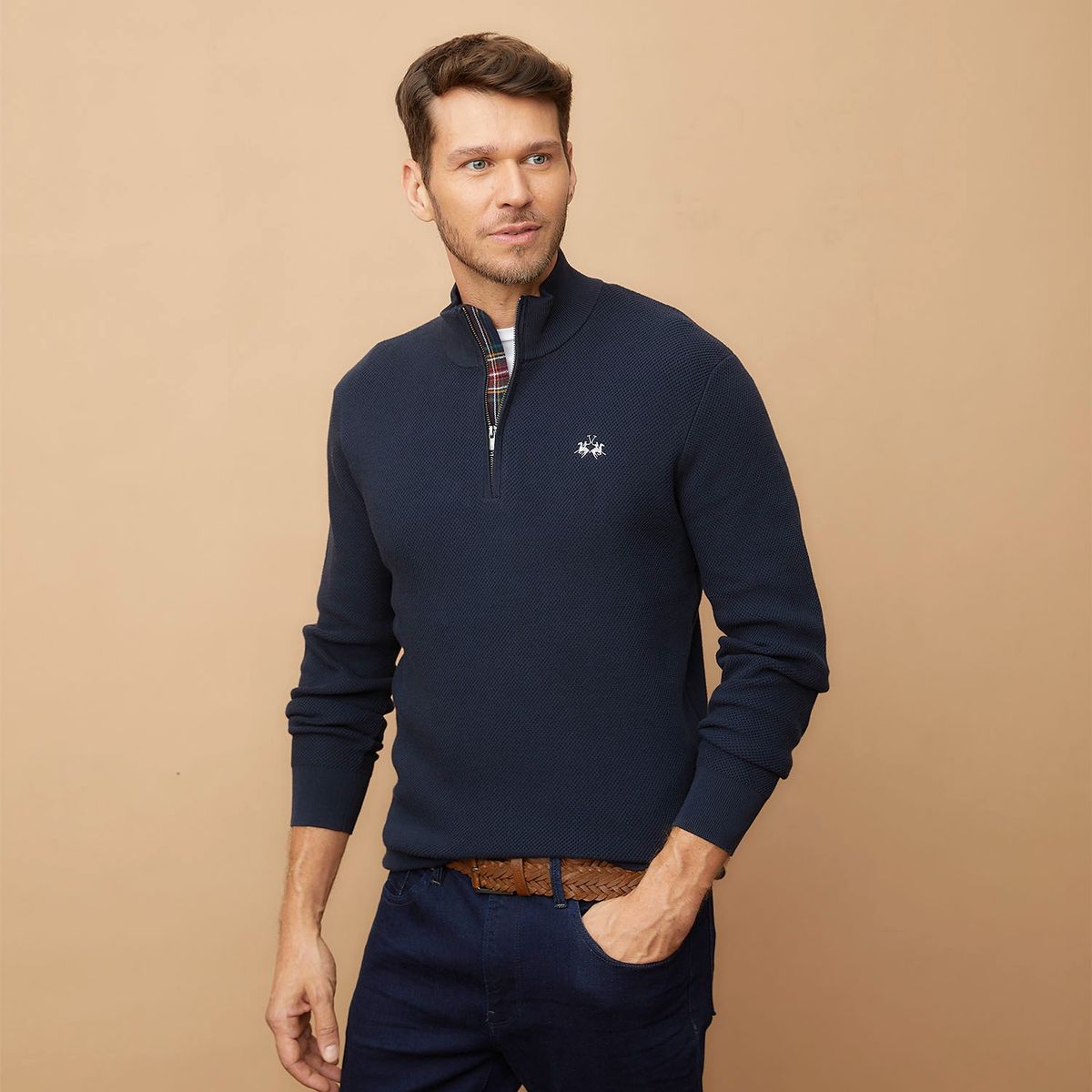 LA MARTINA - Sweater Mid Zipper Algodón Hombre La Martina